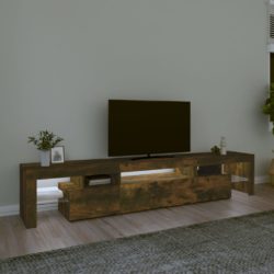 TV-benk med LED-lys røkt eik 215×36,5×40 cm