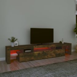 TV-benk med LED-lys røkt eik 215×36,5×40 cm