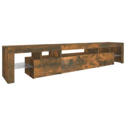 TV-benk med LED-lys røkt eik 215×36,5×40 cm