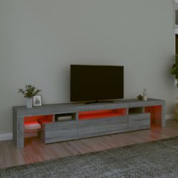 TV-benk med LED-lys grå sonoma 215×36,5×40 cm