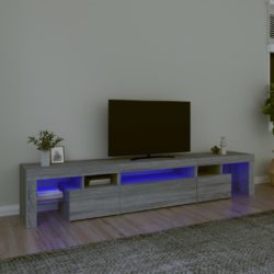 TV-benk med LED-lys grå sonoma 215×36,5×40 cm