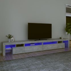 TV-benk med LED-lys betonggrå 290×36,5×40 cm