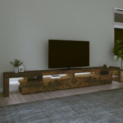 TV-benk med LED-lys røkt eik 290×36,5×40 cm