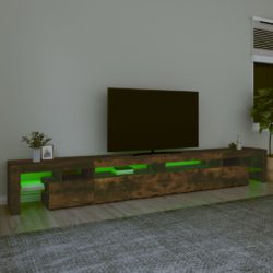 TV-benk med LED-lys røkt eik 290×36,5×40 cm