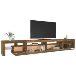 TV-benk med LED-lys røkt eik 290×36,5×40 cm