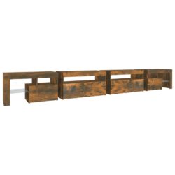 TV-benk med LED-lys røkt eik 290×36,5×40 cm