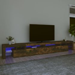 TV-benk med LED-lys røkt eik 290×36,5×40 cm