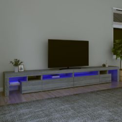 TV-benk med LED-lys grå sonoma 290×36,5×40 cm