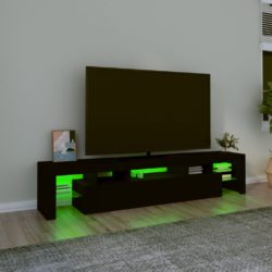 TV-benk med LED-lys svart 200 x 36,5 x 40 cm