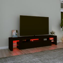 TV-benk med LED-lys svart 200 x 36,5 x 40 cm