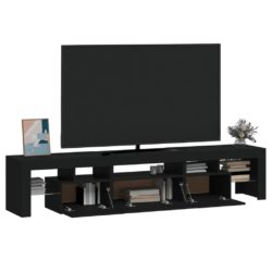 TV-benk med LED-lys svart 200 x 36,5 x 40 cm