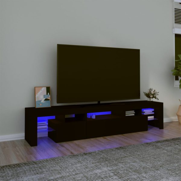 TV-benk med LED-lys svart 200 x 36,5 x 40 cm