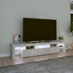 TV-benk med LED-lys betonggrå 200 x 36,5 x 40 cm