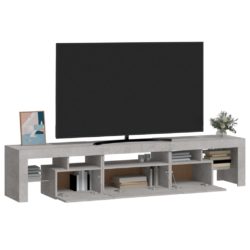 TV-benk med LED-lys betonggrå 200 x 36,5 x 40 cm