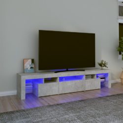 TV-benk med LED-lys betonggrå 200 x 36,5 x 40 cm