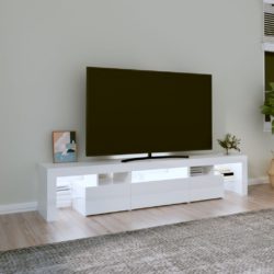 TV-benk med LED-lys høyglans hvit 200 x 36,5 x 40 cm