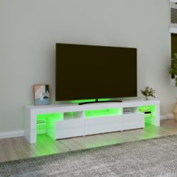 TV-benk med LED-lys høyglans hvit 200 x 36,5 x 40 cm