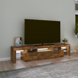 TV-benk med LED-lys røkt eik 200 x 36,5 x 40 cm