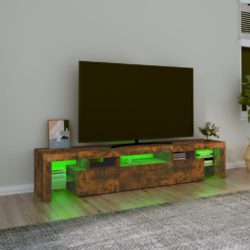 TV-benk med LED-lys røkt eik 200 x 36,5 x 40 cm