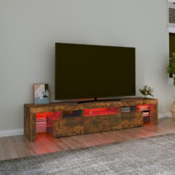 TV-benk med LED-lys røkt eik 200 x 36,5 x 40 cm