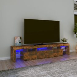 TV-benk med LED-lys røkt eik 200 x 36,5 x 40 cm