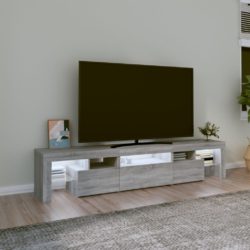 TV-benk med LED-lys grå sonoma 200 x 36,5 x 40 cm