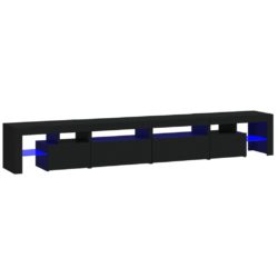 TV-benk med LED-lys svart 260×36,5×40 cm