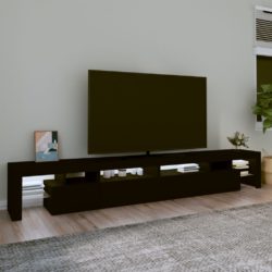 TV-benk med LED-lys svart 260×36,5×40 cm