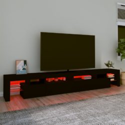 TV-benk med LED-lys svart 260×36,5×40 cm