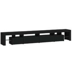 TV-benk med LED-lys svart 260×36,5×40 cm