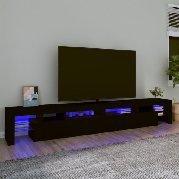 TV-benk med LED-lys svart 260×36,5×40 cm