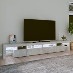 TV-benk med LED-lys betonggrå 260×36,5×40 cm