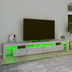 TV-benk med LED-lys betonggrå 260×36,5×40 cm