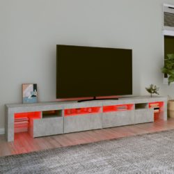 TV-benk med LED-lys betonggrå 260×36,5×40 cm