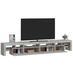 TV-benk med LED-lys betonggrå 260×36,5×40 cm