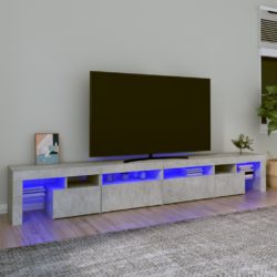 TV-benk med LED-lys betonggrå 260×36,5×40 cm