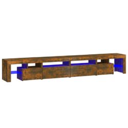 TV-benk med LED-lys røkt eik 260×36,5×40 cm