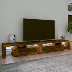 TV-benk med LED-lys røkt eik 260×36,5×40 cm