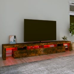 TV-benk med LED-lys røkt eik 260×36,5×40 cm