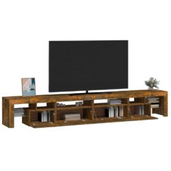 TV-benk med LED-lys røkt eik 260×36,5×40 cm