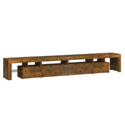 TV-benk med LED-lys røkt eik 260×36,5×40 cm