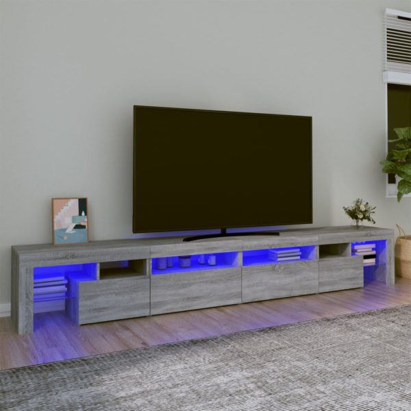 TV-benk med LED-lys grå sonoma 260×36,5×40 cm