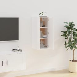 Vegghengt TV-benk hvit 40×34,5×80 cm