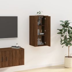 Vegghengt TV-benk brun eik 40×34,5×80 cm