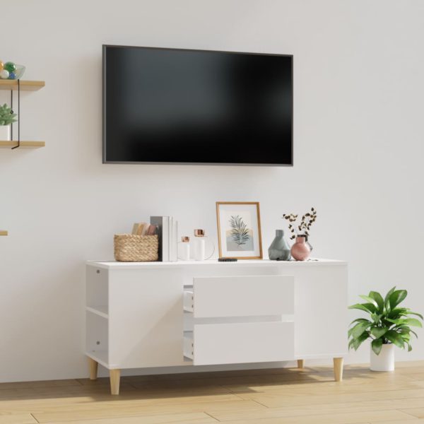 TV-benk hvit 102×44,5×50 cm konstruert tre