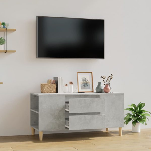 TV-benk betonggrå 102×44,5×50 cm konstruert tre