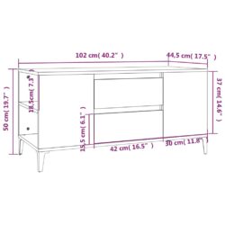 TV-benk hvit 102×44,5×50 cm konstruert tre