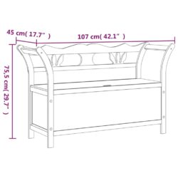 Benk hvit 107x45x75,5 cm heltre gran