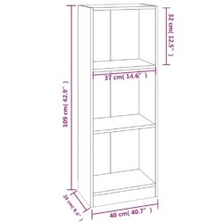 Bokhylle 3 etasjer røkt eik 40x24x109 cm konstruert tre