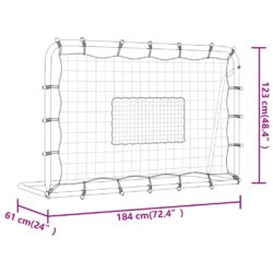 Footballnett med stoppnett hvit og svart 184x61x123 cm stål PE